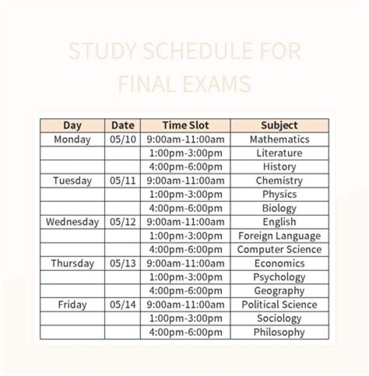 Elon University: Comprehensive Final Exam Schedule