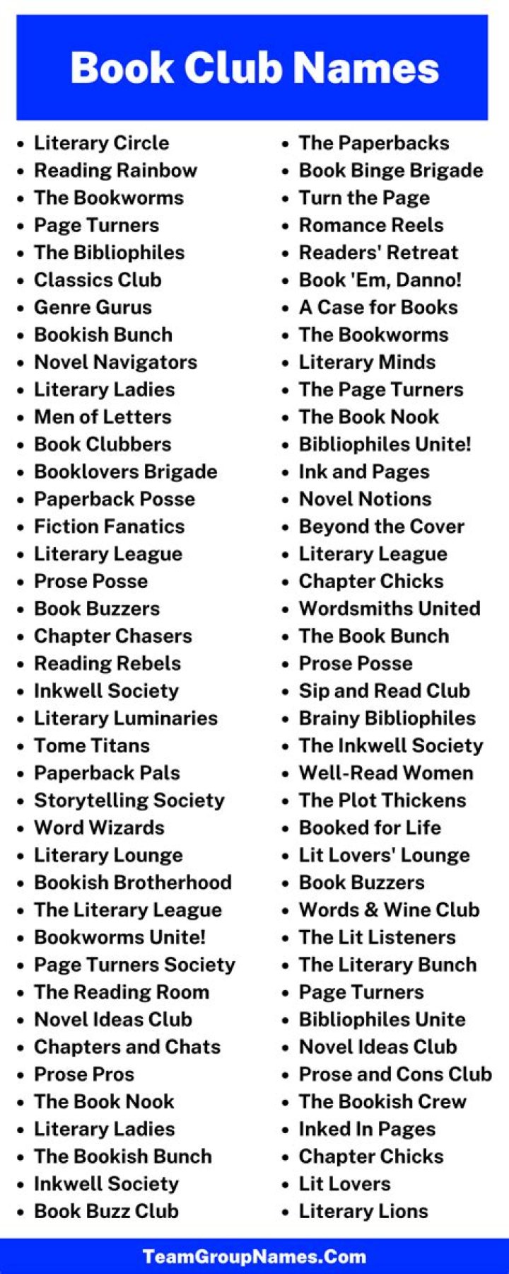 Names For Book Club Groups